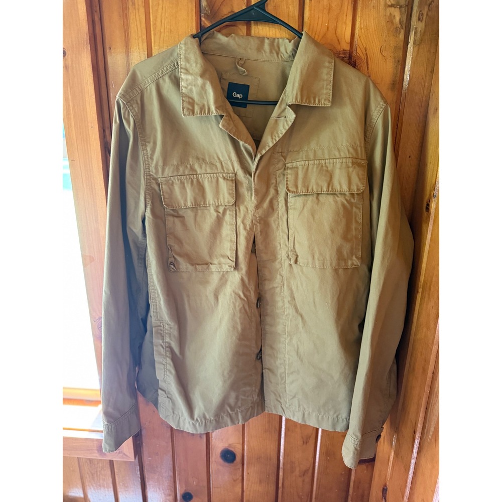 Gap Jacket Lightweight Tan Brown Button Up Men's Size‎ M